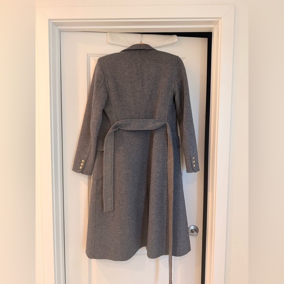 Sandro Wool Gray Double Faced Check Belted Trench Coat US4/FR36 - Picture 16 of 17